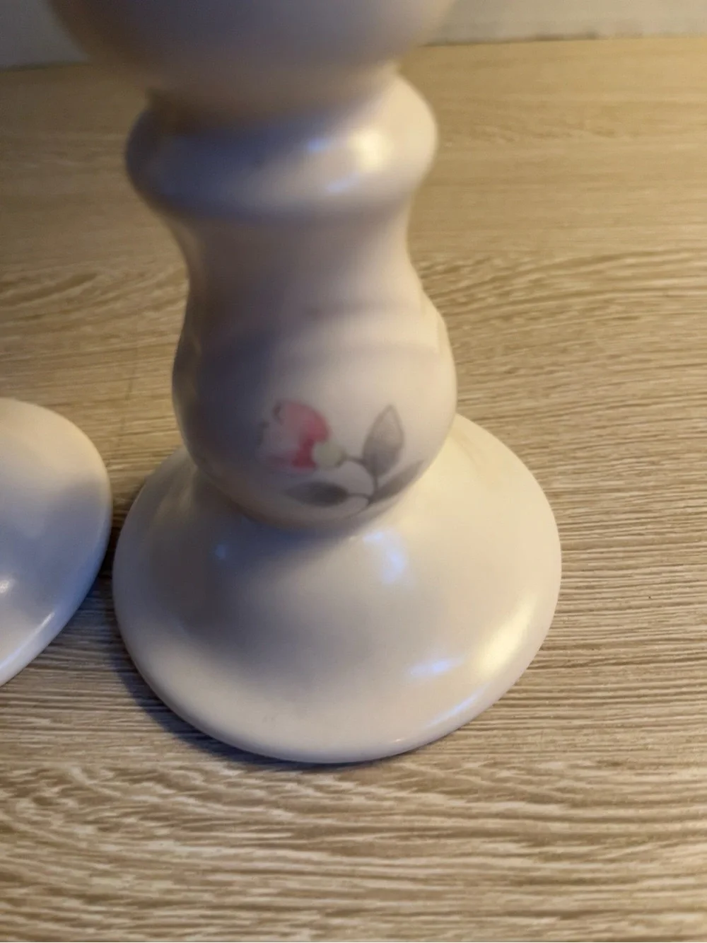 Vintage Pfaltzgraff Floral Ceramic Candlestick Holders Pair 5” White Blue Pink